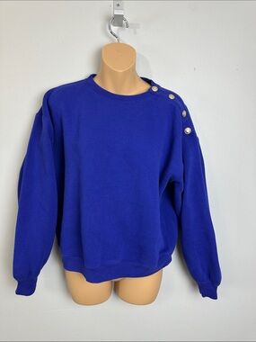 J. Crew Brilliant Cobalt Heritage Fleece Cropped Crewneck